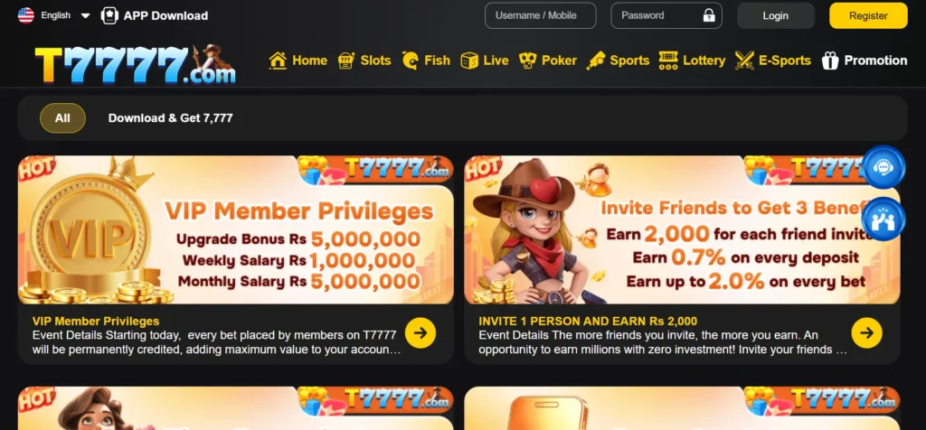 T7777 Game Download APK Latest Version Android in Pakistan